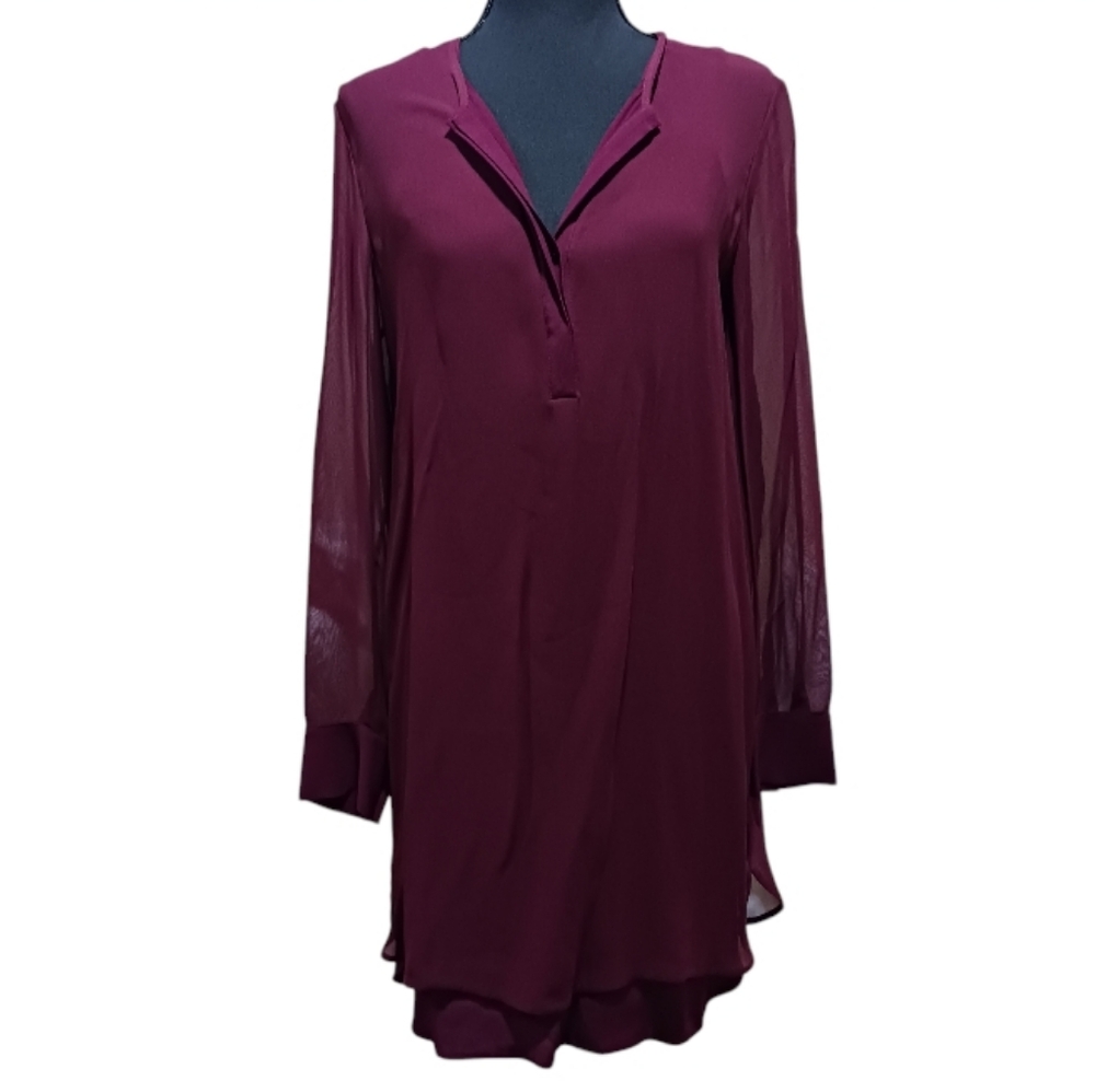 VINCE Silk Double Layer Shirtdress - Picture 2 of 14